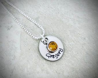 Personalized name necklace with birthstone crystal gift for her necklace with name birthday gift birthstone jewelry monogrammed jewelry
