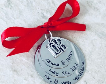 Personalized Christmas Ornament Our first Christmas married First Christmas as Mr. and Mrs. Wedding gift newly engaged Christmas ornament