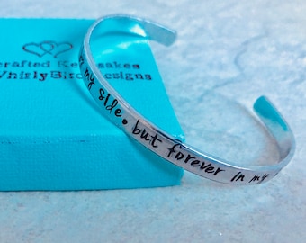 Personalized bracelet no longer by my side but forever in my heart pet loss child loss parent loss remembrance jewelry monogrammed personal