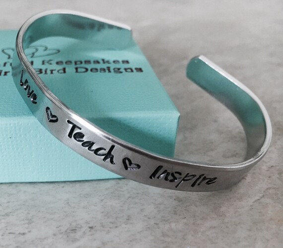 Sale Personalized Teacher Bracelet Love Teach Inspire Custom Etsy