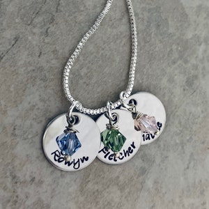 Personalized Name Necklace: Birthstone Crystals, Mother's Necklace image 2