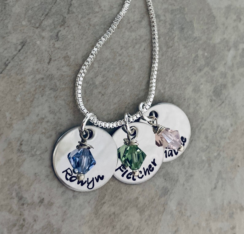 Personalized Name Necklace: Birthstone Crystals, Mother's Necklace image 2