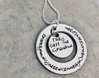 They call me grandma Nannie Grammy personalized grandmothers necklace with children's names mothers day gift for grandma necklace names