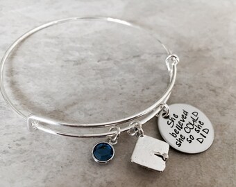 She believed she could so she did bangle bracelet graduation gift for her graduation cap jewelry class of 2021 2022 2023 high school college
