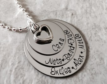 Hand stamped personalized necklace for mom grandma nana grandmother etc personalize with favorite quote