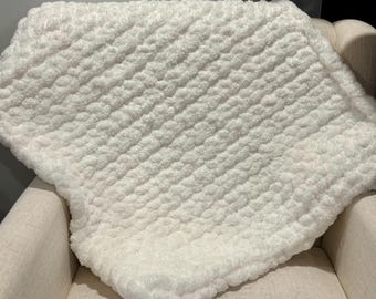 Handmade Chunky Knit Baby Blanket | Soft Chenille Yarn, Custom Colors