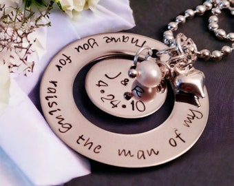 Thank you for raising the man of my dreams woman of my dreams mothers in law necklace jewelry wedding jewelry wedding date MIL husband wife