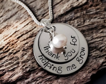 Thank You For Helping Me Grow personalized necklace teacher necklace mentor necklace personalized teacher gift thank you gift mentor gift