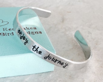 Sale!  Enjoy the journey personalized cuff bracelet graduation gift class of high school college new adventure good luck gift present