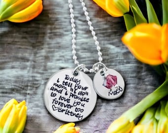 Today I tell your mom I do and I promise to love you forever too personalized necklace stepdaughter jewelry wedding jewelry wedding gift