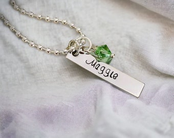 SALE!!  Personalized necklace with name and Swarovski crystal birthstone wedding bridesmaid daughter mom grandma