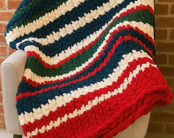 Handmade Christmas Blanket Holiday Throw Christmas Gift chunky knit blanket