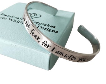 SALE Do not fear for I am with you bracelet hand stamped bracelet with bible verse be strong and courageous monogrammed jewelry personalized