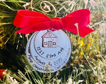 Personalized new home ornament our first Christmas in our new home custom Christmas ornament hand stamped engraved holiday Christmas gift