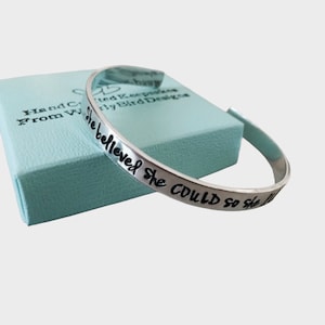 She believed she could so she did cuff bracelet hand stamped bracelet personalized bracelet personalized jewelry