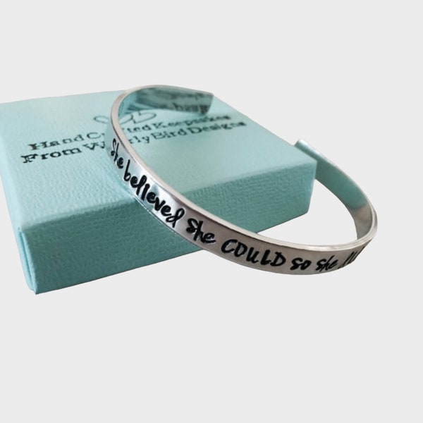 Hand Stamped Cuff Bracelet: Personalized Jewelry, Inspirational Quote