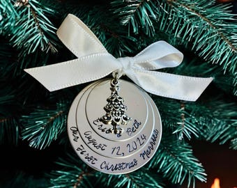 Our first Christmas ornament first Christmas married Christmas tree ornament Mr and Mrs Husband and wife wedding gift first Christmas tree