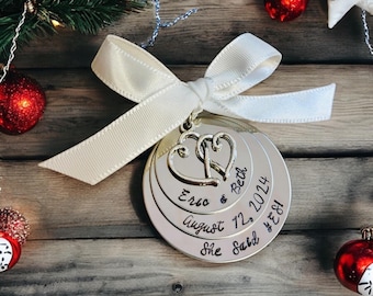 SALE Personalized Christmas Ornament She said YES Engagement Ornament First Christmas as Mr. and Mrs. Husband and Wife Holidays heart charm