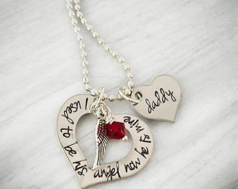 I used to be his angel now he is mine necklace personalized necklace loss of grandparent loss of loved one loss of parent memorial jewelry