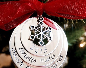 Sale baby's first Christmas ornament for baby Personalized family christmas ornament hand stamped mom dad children grandma grandpa