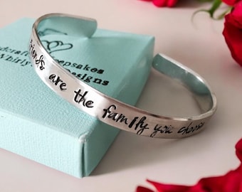 SALE Friends are the family you choose personalized cuff bracelet friendship bracelet best friends sisters Custom personalized bracelet