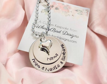 SALE Personalized gift for grandma grandmother's necklace mother's necklace gift for mom children's names custom jewelry heart charm jewelry