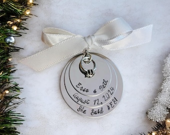 SALE Personalized Christmas Ornament She said YES Engagement Ornament First Christmas as Mr. and Mrs. Husband and Wife Holidays ring charm