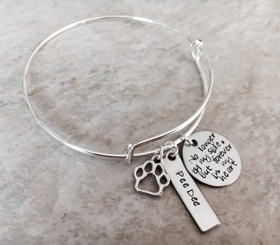 Loss Of Pet Dog Pet Memorial Bracelet - No Longer By My Side But Forever In My Heart | Loss Of Dog Cat Remembrance Jewelry Stainless Steel Pet Memorial Bracelet - Foto 13