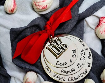 Personalized First Christmas Ornament our first Christmas as Mr and Mrs Husband and wife first Christmas married engagement ornament love