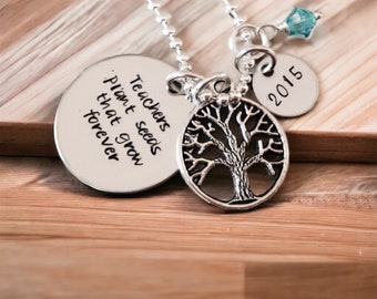 Teachers plant seeds that grow forever personalized teacher necklace personalized gift for teacher appreciation end of year school gift