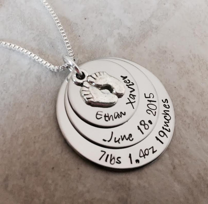 Personalized Mother's Necklace With Baby Name Birthdate Etsy