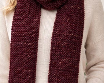 Chunky Knit Burgundy Scarf Wool Blend Scarf dark red scarf Handmade Winter Scarf Minimalist Scarf Fall Scarf Wool Scarf