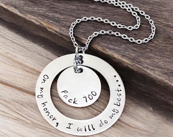 Personalized On My Honor I Will Do My Best Necklace Girl Scout Gift Girl Scout troop gift custom handmade jewelry silver necklace with name