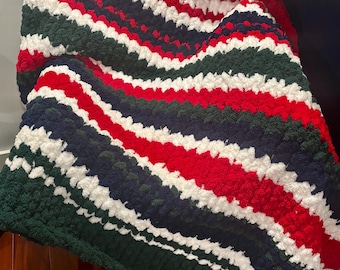 Christmas Blanket handmade Christmas blanket holiday throw Christmas gift baby blanket cozy blanket chunky knit custom throw blanket