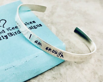 I am enough bracelet custom jewelry personalized jewelry personalized bracelet silver jewelry gold jewelry copper jewelry encouragement sale
