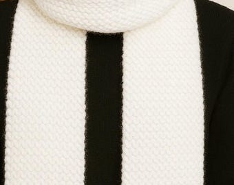 Hand Knit White Scarf Chunky Winter Scarf Christmas scarf 60x6 Inch cozy Handmade gift unisex scarf