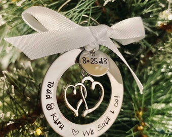 Personalized Christmas ornament we said I do wedding ornament first Christmas ornament wedding gift engagement gift bridal shower holidays