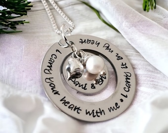 I carry your heart with me I carry it in my heart remembrance necklace memorial jewelry loss of loved one loss of parent loss of grandparent