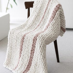 Handmade Chunky Knit Chenille Blanket: Two-Tone Soft Throw