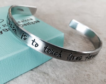 Sale personalized cuff bracelet to teach is to touch lives forever teacher gift personalized teach gift for teacher appreciation custom