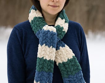 Blue and Green hand knit scarf chunky knit scarf cozy gift