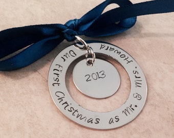 SALE!!! Our first christmas as mr and mrs christmas ornament first christmas baby's first christmas wedding newlyweds