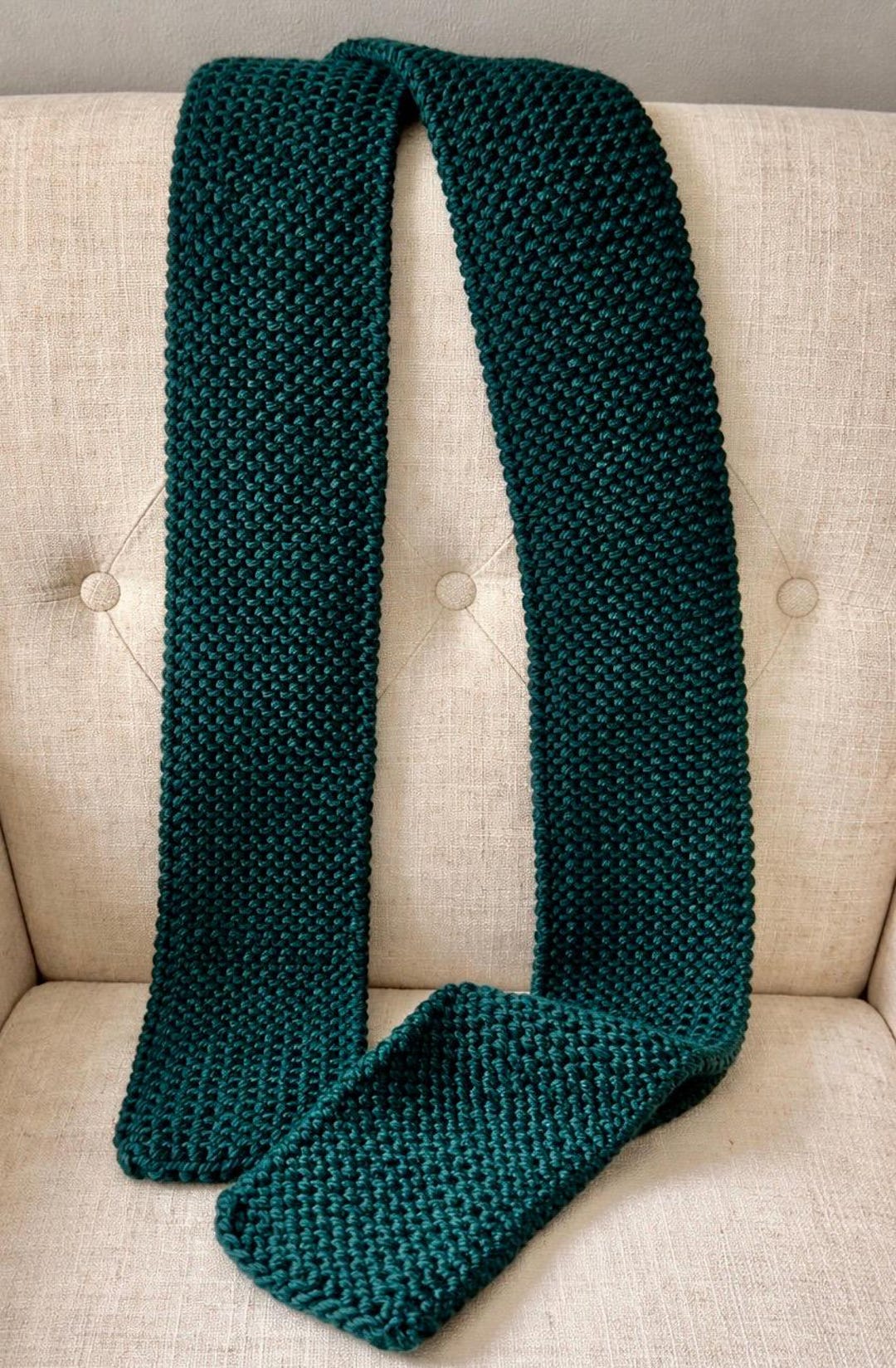 Hand Knit Teal Scarf, Chunky Knit Scarf, Soft Bulky Winter Scarf ...