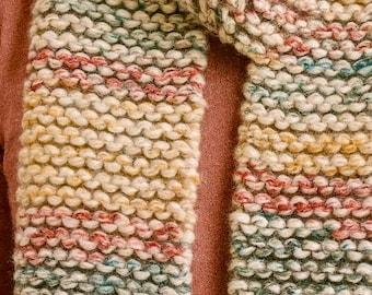 Cozy hand knit 100% wool scarf - 56"x6" Chunky Knit Scarf - soft warm cozy winter accessory Christmas scarf