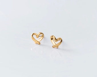 Gold heart earrings gift for her Valentine’s Day gift