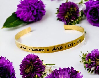 Personalized name bracelet for mom grandma bracelet with kids names custom monogrammed cuff bracelets gift for her valentines day Mother