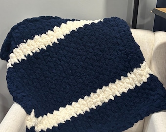 Handmade Chenille Baby Blanket with two colors: pick your colors
