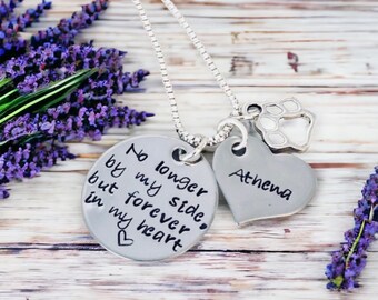 Personalized necklace no longer by my side but forever in my heart pet loss parent loss of child loss of loved one remembrance memorial