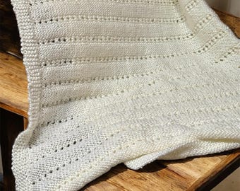 Handmade Knitted Baby Blanket Light Yellow Pale Yellow Baby Blanket Baby Shower Gift Gender Reveal Gender Neutral Baby Knitted Afghan