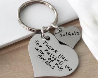 Thank you for raising the man of my dreams key chain with personalized charm woman if my dreams keychain